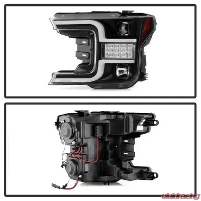 Spyder Auto Signature Projector Headlights LED Sequential Turn Signal Black Ford F150 2018-2019 - PRO-YD-FF15018-LBSEQ-BK