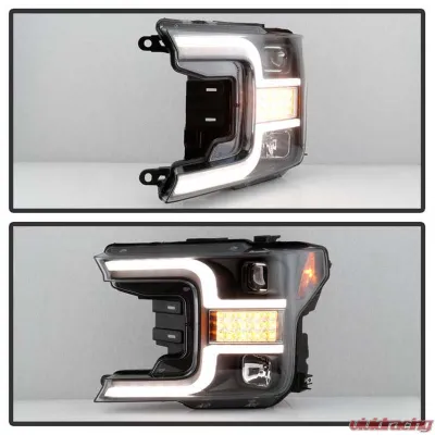 Spyder Auto Signature Projector Headlights LED Sequential Turn Signal Black Ford F150 2018-2019 - PRO-YD-FF15018-LBSEQ-BK