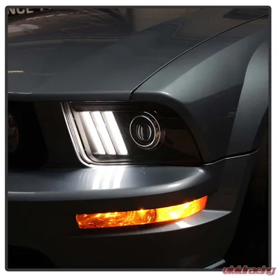 Spyder Auto Signature V2 Projector Headlights DRL LED Black for Ford Mustang 2005-2008 - PRO-YD-FM05V2-DRL-BK