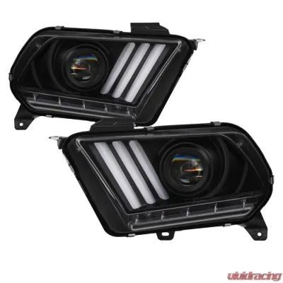 Spyder Auto Signature Light Bar Projector Headlights Halogen Black Ford Mustang 2010-2014 - PRO-YD-FM2010V2-BK