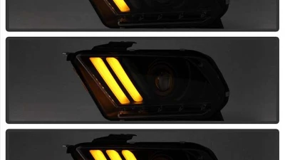 Spyder Auto Signature Light Bar Projector Headlights Halogen Black Ford Mustang 2010-2014                                     - PRO-YD-FM2010V2-BK - Image 9
