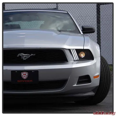 Spyder Auto Signature Light Bar Projector Headlights Halogen Black Ford Mustang 2010-2014 - PRO-YD-FM2010V2-BK