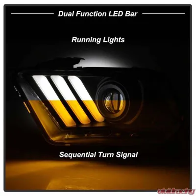 Spyder Auto Signature Light Bar Projector Headlights Halogen Black Ford Mustang 2010-2014 - PRO-YD-FM2010V2-BK