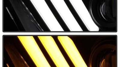 Spyder Auto Signature Light Bar Projector Headlights Halogen Black Ford Mustang 2010-2014                                     - PRO-YD-FM2010V2-BK - Image 7
