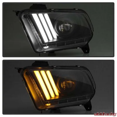 Spyder Auto Signature Light Bar Projector Headlights Halogen Black Ford Mustang 2010-2014 - PRO-YD-FM2010V2-BK