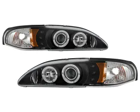Spyder Auto 1-Piece Halo LED Black Projector Headlights for Ford Mustang 1994-1998