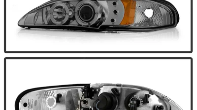 Spyder Auto Smoke 1-Piece LED Halo Projector Headlights for Ford Mustang SVT Cobra 1994-1998                                     - PRO-YD-FM94-1PC-AM-SMC - Image 2