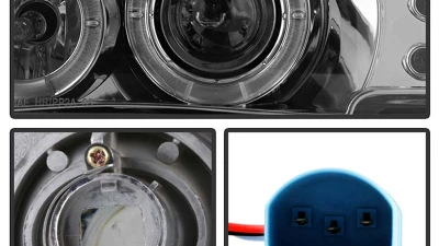 Spyder Auto Smoke 1-Piece LED Halo Projector Headlights for Ford Mustang SVT Cobra 1994-1998                                     - PRO-YD-FM94-1PC-AM-SMC - Image 3