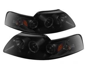 Spyder Auto Black Smoke LED Halo Projector Headlights with High H1 and Low H1 Lights Included Ford Mustang 1999-2004 - PRO-YD-FM99-1PC-AM-BSM - Image 4