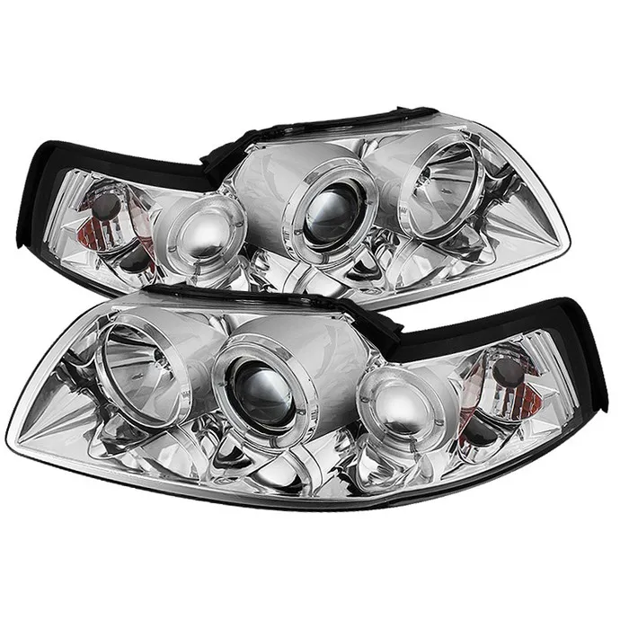 Spyder Auto Halo Chrome Projector HeadLights Ford Mustang 1999-2004 - PRO-YD-FM99-1PC-AM-C