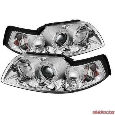 Spyder Auto Halo Chrome Projector Headlights for Ford Mustang 1999-2004, 1PC - PRO-YD-FM99-1PC-AM-C