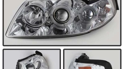 Spyder Auto Halo Chrome Projector Headlights for Ford Mustang 1999-2004, 1PC                                     - PRO-YD-FM99-1PC-AM-C - Image 2