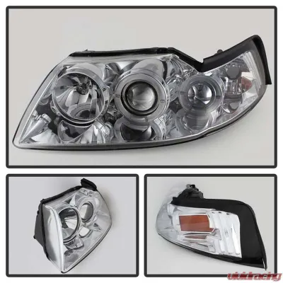 Spyder Auto Halo Chrome Projector Headlights for Ford Mustang 1999-2004, 1PC - PRO-YD-FM99-1PC-AM-C