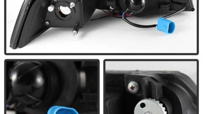 Spyder Auto Halo Chrome Projector Headlights for Ford Mustang 1999-2004, 1PC                                     - PRO-YD-FM99-1PC-AM-C - Image 3