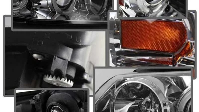 Spyder Auto Halo Chrome Projector Headlights for Ford Mustang 1999-2004, 1PC                                     - PRO-YD-FM99-1PC-AM-C - Image 5