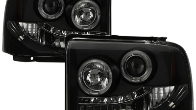 Spyder Auto Black Smoke LED Halo Projector Headlights for Ford F-450 Super Duty 2005-2007                                     - PRO-YD-FS05-HL-BSM - Image 11
