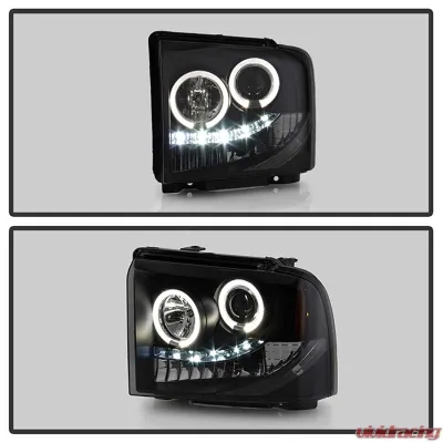 Spyder Auto Black Smoke LED Halo Projector Headlights for Ford F-450 Super Duty 2005-2007 - PRO-YD-FS05-HL-BSM