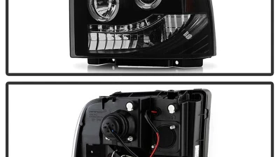 Spyder Auto Black Smoke LED Halo Projector Headlights for Ford F-450 Super Duty 2005-2007                                     - PRO-YD-FS05-HL-BSM - Image 2