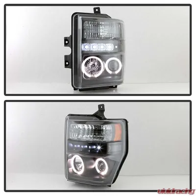 Spyder Auto Halo LED Black Projector Headlights for Ford F-250 F-350 F-450 2008-2010 - PRO-YD-FS08-HL-BK