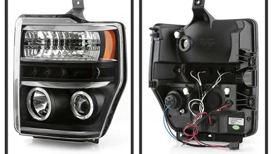 Spyder Auto Halo LED Black Projector Headlights for Ford F-250 F-350 F-450 2008-2010                                     - PRO-YD-FS08-HL-BK - Image 2