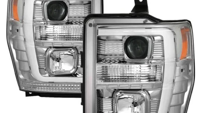 Spyder Auto Signature V2 Projector Headlights Light Bar DRL Chrome for Ford F250/350/450 2008-2010                                     - PRO-YD-FS08V2-LB-C - Image 9