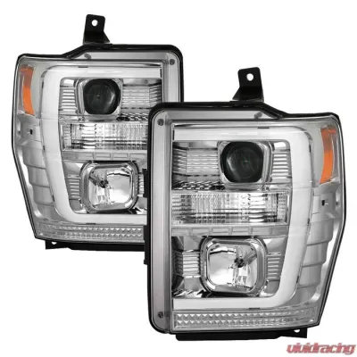 Spyder Auto Signature V2 Projector Headlights Light Bar DRL Chrome for Ford F250/350/450 2008-2010 - PRO-YD-FS08V2-LB-C