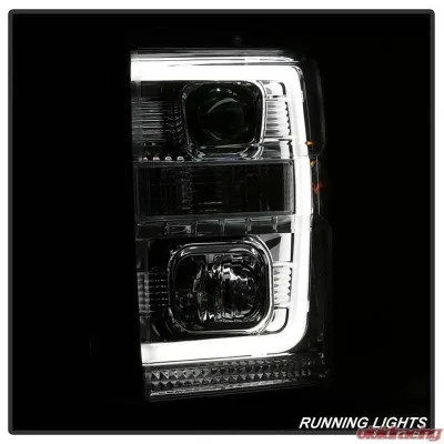 Spyder Auto Signature V2 Projector Headlights Light Bar DRL Chrome for Ford F250/350/450 2008-2010 - PRO-YD-FS08V2-LB-C