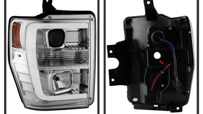 Spyder Auto Signature V2 Projector Headlights Light Bar DRL Chrome for Ford F250/350/450 2008-2010                                     - PRO-YD-FS08V2-LB-C - Image 2