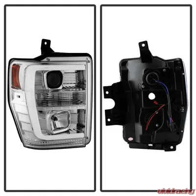 Spyder Auto Signature V2 Projector Headlights Light Bar DRL Chrome for Ford F250/350/450 2008-2010 - PRO-YD-FS08V2-LB-C