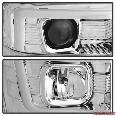 Spyder Auto Signature V2 Projector Headlights Light Bar DRL Chrome for Ford F250/350/450 2008-2010 - PRO-YD-FS08V2-LB-C