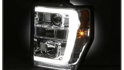 Spyder Auto Signature V2 Projector Headlights Light Bar DRL Chrome for Ford F250/350/450 2008-2010                                     - PRO-YD-FS08V2-LB-C - Image 6