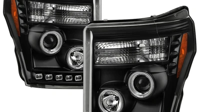 Spyder Auto Black DRL CCFL Halo Projector Headlights for 2011-2015 Ford F-550 Super Duty                                     - PRO-YD-FS11-CCFL-BK - Image 12