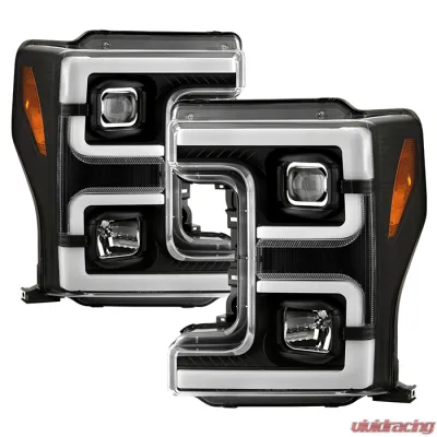 Spyder Auto Signature Projector Halogen Headlights Black Ford F250/350/450 2017-2018 - PRO-YD-FS17HALSI-BK