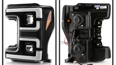 Spyder Auto Signature Projector Halogen Headlights Black Ford F250/350/450 2017-2018                                     - PRO-YD-FS17HALSI-BK - Image 2