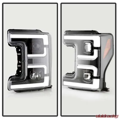 Spyder Auto Signature Projector Halogen Headlights Black Ford F250/350/450 2017-2018 - PRO-YD-FS17HALSI-BK