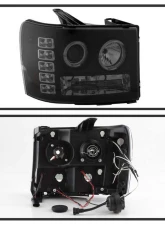 Spyder Auto Black Smoke LED Halo Projector Headlights for GMC Sierra 2500 HD | 3500 HD 2007-2013                                     - PRO-YD-GS07-HL-BSM - Image 2