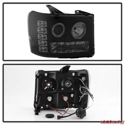 Spyder Auto Black Smoke LED Halo Projector Headlights for GMC Sierra 2500 HD | 3500 HD 2007-2013 - PRO-YD-GS07-HL-BSM