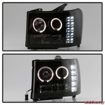 Spyder Auto Black Smoke LED Halo Projector Headlights for GMC Sierra 2500 HD | 3500 HD 2007-2013 - PRO-YD-GS07-HL-BSM