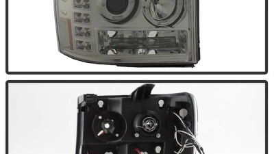 Spyder Auto Smoke LED Halo Projector Headlights for GMC Sierra 2500 HD | 3500 HD 2007-2013                                     - PRO-YD-GS07-HL-SM - Image 2