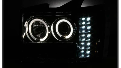 Spyder Auto Smoke LED Halo Projector Headlights for GMC Sierra 2500 HD | 3500 HD 2007-2013                                     - PRO-YD-GS07-HL-SM - Image 6