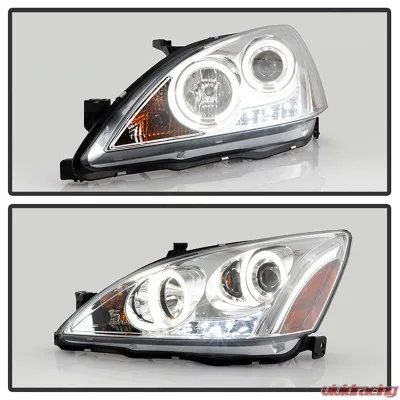 Spyder Auto Halo LED Chrome Projector Headlights for Honda Accord 2003-2007 - PRO-YD-HA03-AM-C