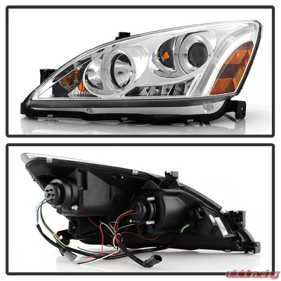 Spyder Auto Halo LED Chrome Projector Headlights for Honda Accord 2003-2007 - PRO-YD-HA03-AM-C