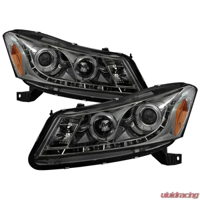 Spyder Auto Smoke DRL LED Halo Projector Headlights for Honda Accord 2008-2012 - PRO-YD-HA08-4D-HL-SM