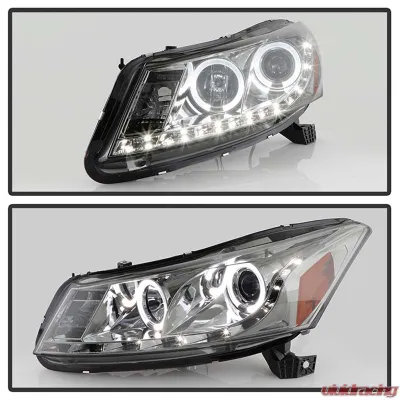 Spyder Auto Smoke DRL LED Halo Projector Headlights for Honda Accord 2008-2012 - PRO-YD-HA08-4D-HL-SM