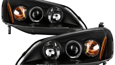 Spyder Auto Halo Black Projector Headlights for Honda Civic 2001-2003 2 4-Door Non Si Model                                     - PRO-YD-HC01-AM-BK - Image 12