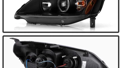 Spyder Auto Halo Black Projector Headlights for Honda Civic 2001-2003 2 4-Door Non Si Model                                     - PRO-YD-HC01-AM-BK - Image 2