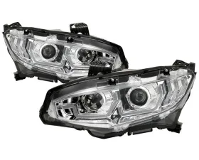 Spyder Auto Signature Projector Headlight Chrome with LED Sequential Turn Signals for Honda Civic 2016-2020