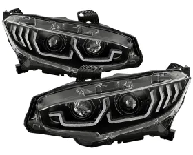 Spyder Auto Apex Headlight Black with LED Sequential Turn Signal for Honda Civic 2016-2020