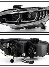 Spyder Auto Apex Headlight Black with LED Sequential Turn Signal for Honda Civic 2016-2020                                     - PRO-YD-HC16AP-SEQ-BK - Image 2
