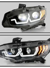 Spyder Auto Apex Headlight Black with LED Sequential Turn Signal for Honda Civic 2016-2020                                     - PRO-YD-HC16AP-SEQ-BK - Image 8